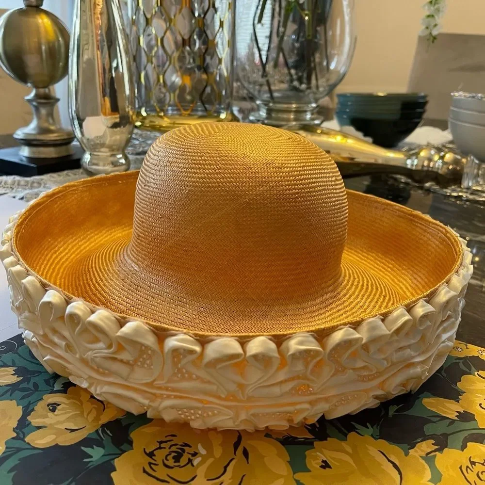 B. Michael Pearl Ribbon Embellished Straw Hat - Picture 4 of 11